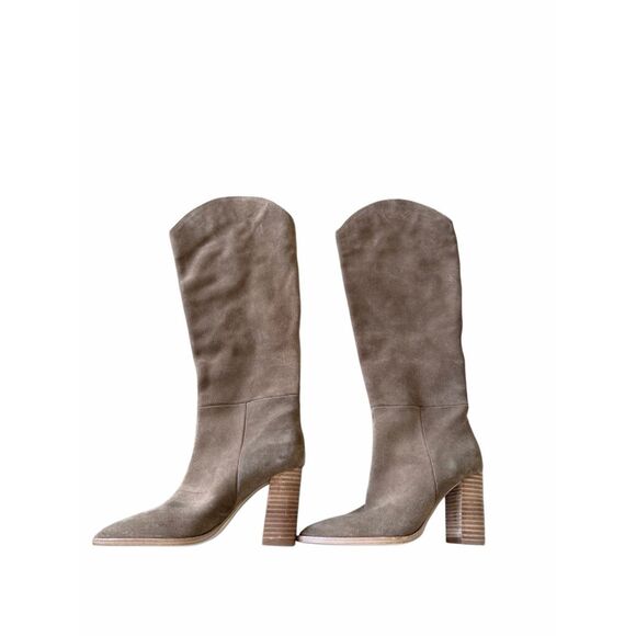 Steve Madden Croft Pointed Toe Boot Knee High Leather Size 6 Block Heel - Picture 2 of 7